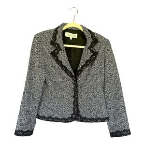 Sara Campbell Black and White Textured Blazer Size 6